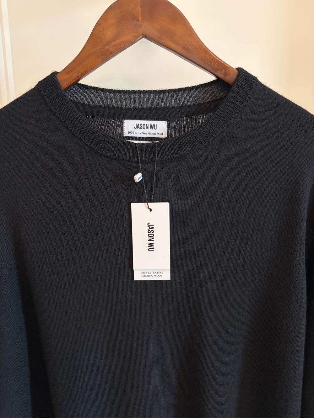 Jason Wu Men's Black Crewneck Merino Wool Sweater